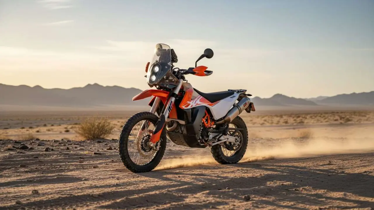  KTM 690 Rally 2027 con su sorprendente equipamiento de f&aacute;brica y dise&ntilde;o para la aventura - Imagen generada por IA 