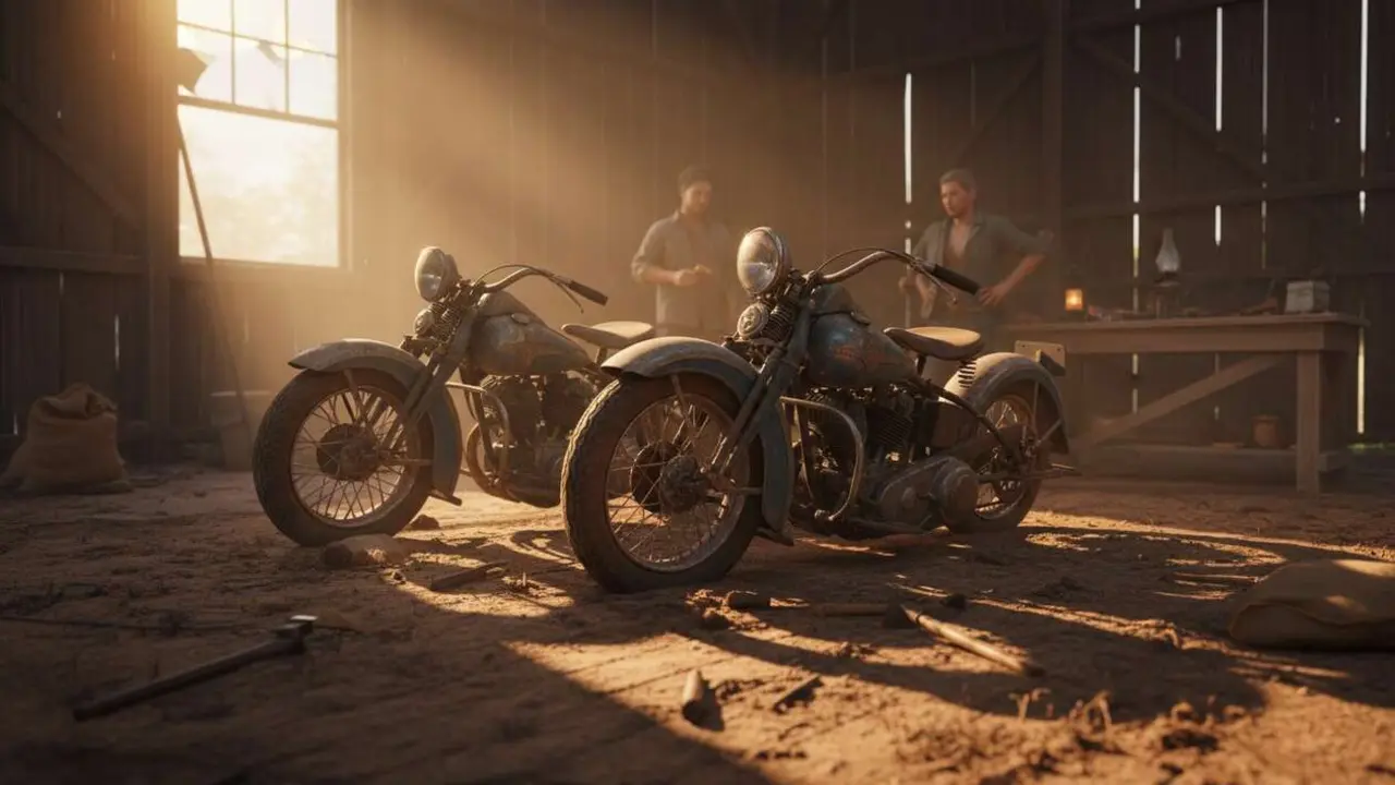  Hallazgo de dos motos Harley-Davidson Knucklehead de 1936 y 1939 - Imagen generada por IA 