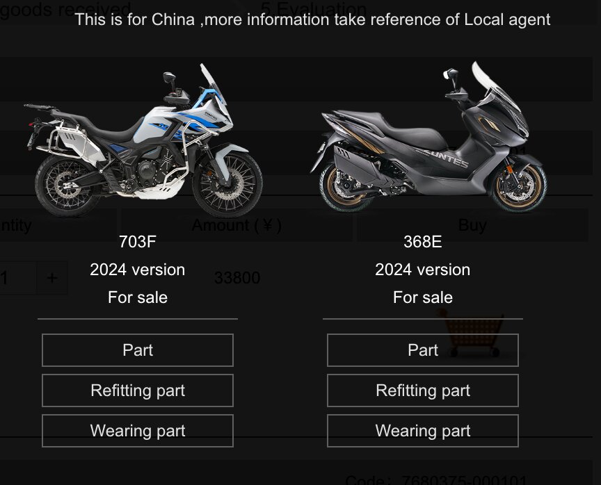 Advertencia (arriba) donde se aclara que los precios son solo para China